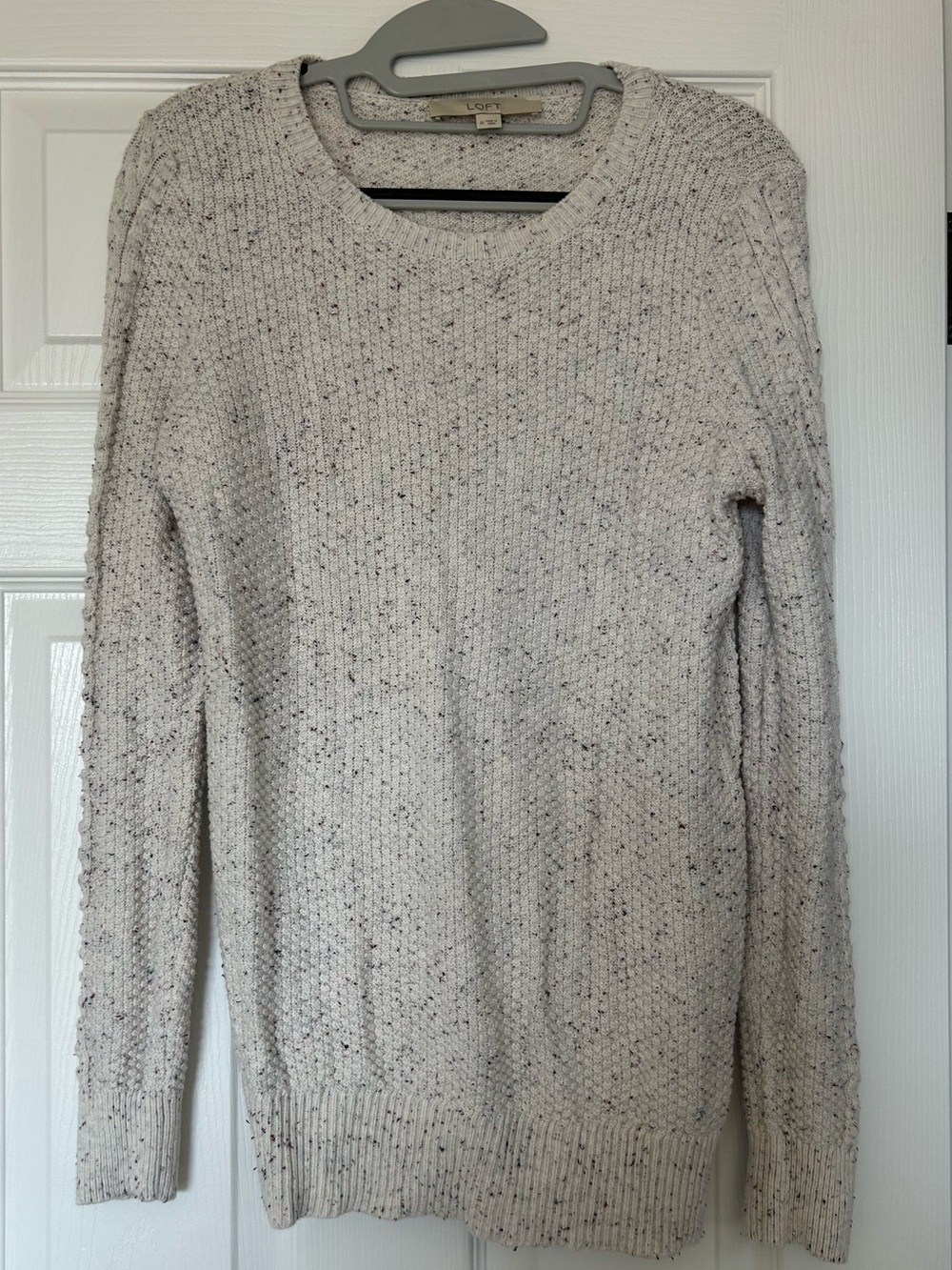 LOFT Cream Speckled Crewneck Sweater